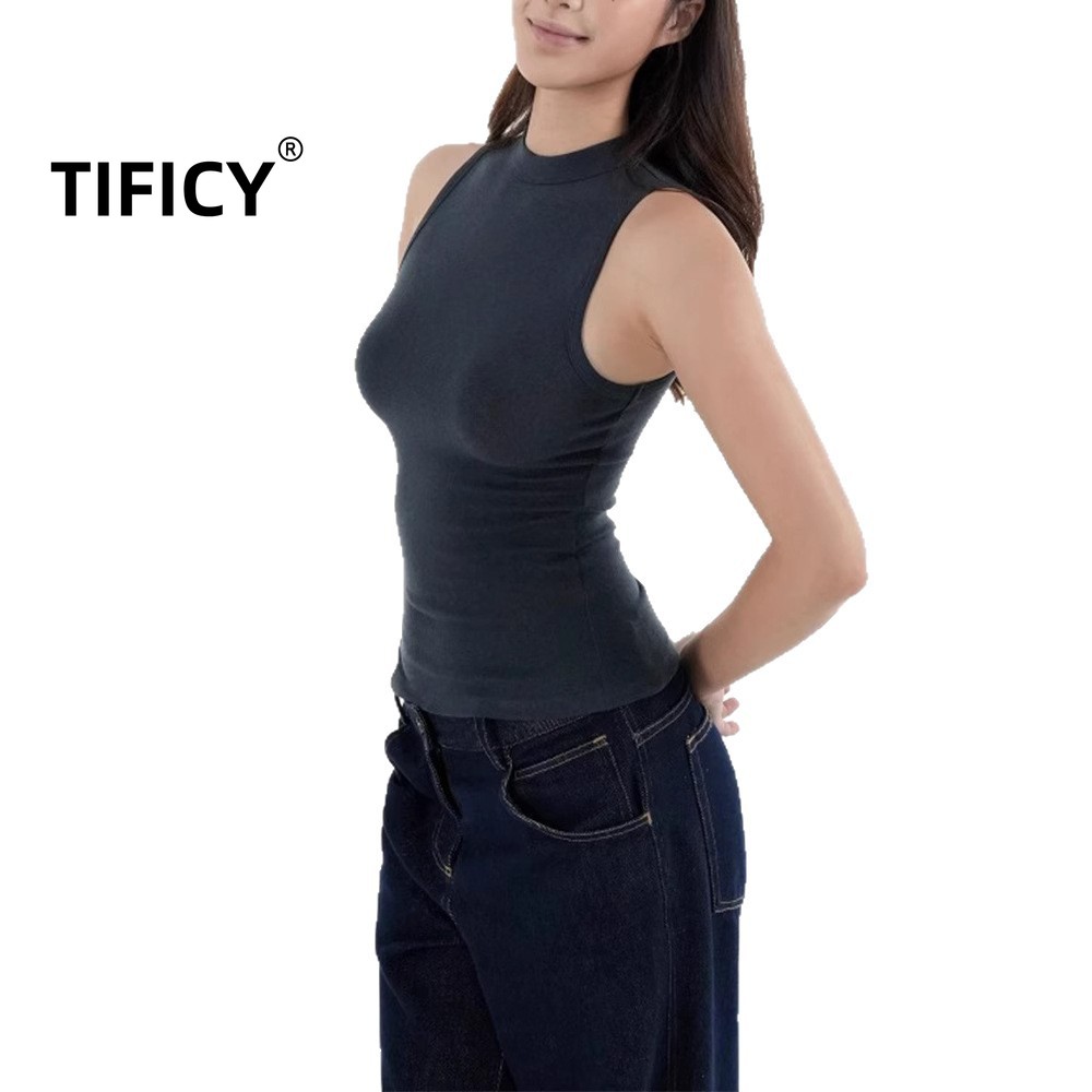 Women'S Semi Formal Evening Wear - 레트로 스포츠 세미 하이넥 슬리브리스 탑