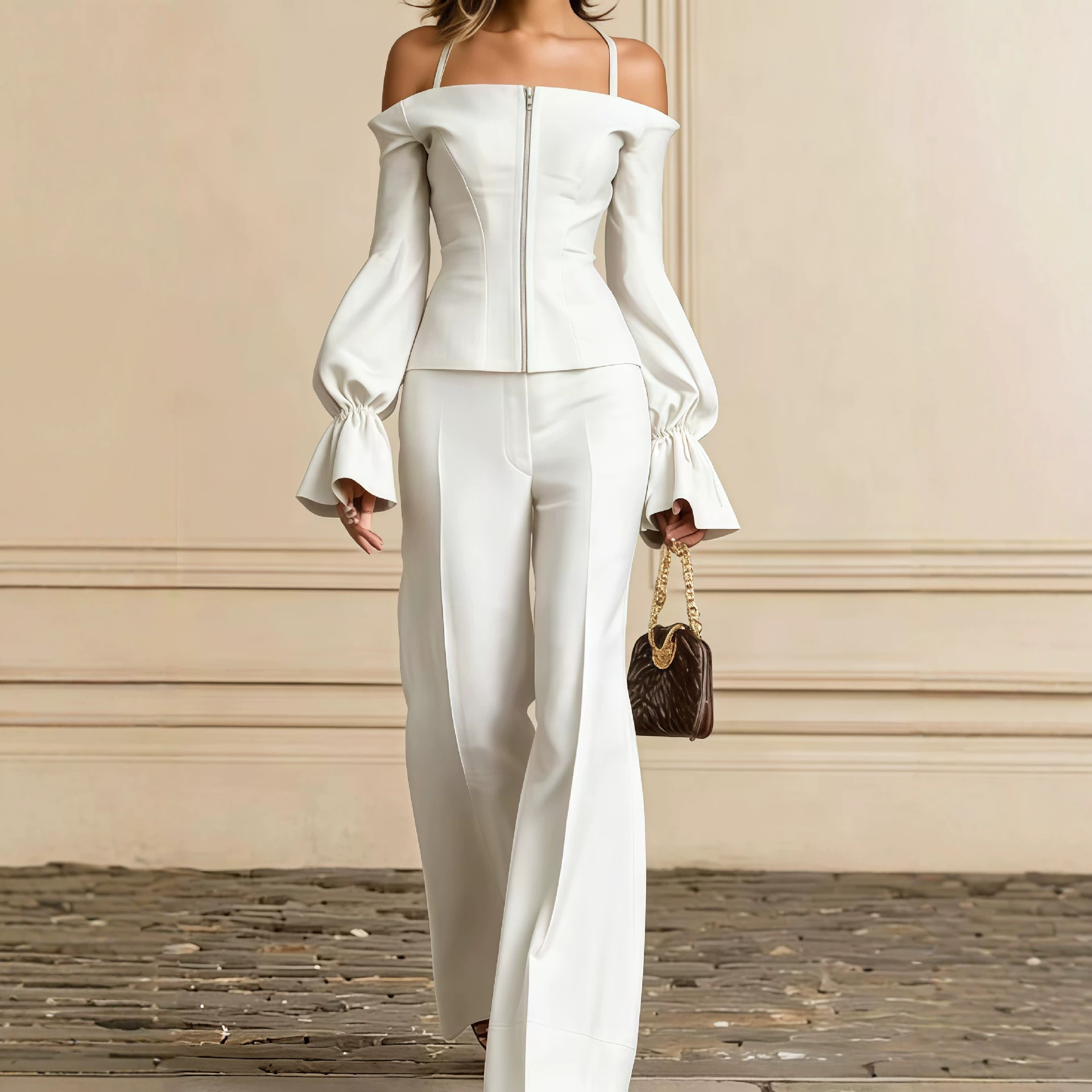 Women'S Formal Wear Suit - 2피스 팬츠 세트 여성용 솔리드 스파게티