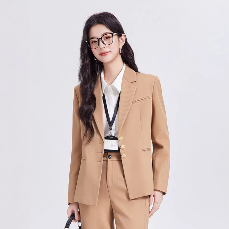 High End Women'S Formal Wear - 카키색 여성 정장 세트, 고급스럽고 캐주얼한