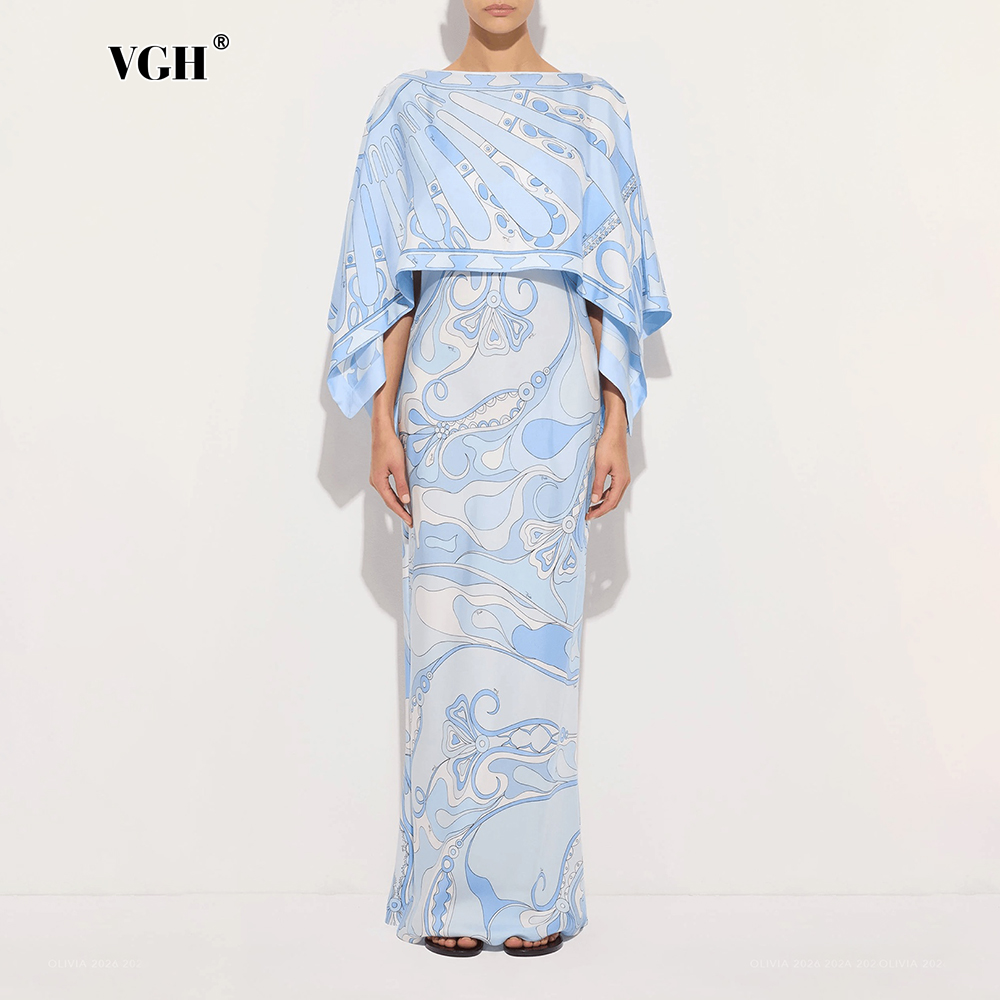 VGH 라이트 블루 추상 프린트 투피스 세트 여성용 바 - Formal Attire Woman 리뷰 및 가격