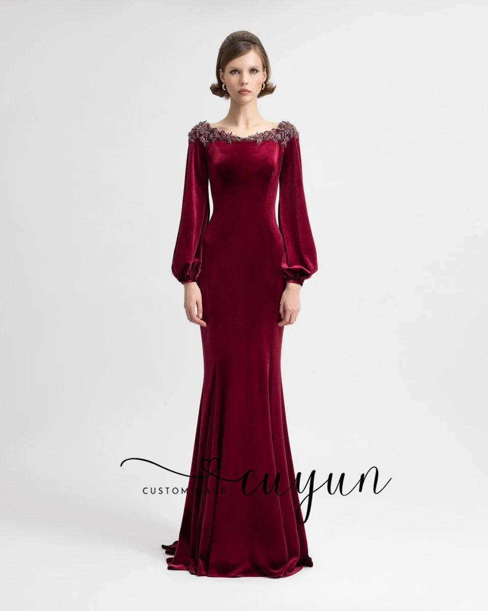 CUYUN 맞춤형 세미-머메이드 버건디 이브닝 가운 벨 - Women'S Semi Formal Evening Wear 리뷰 및 가격