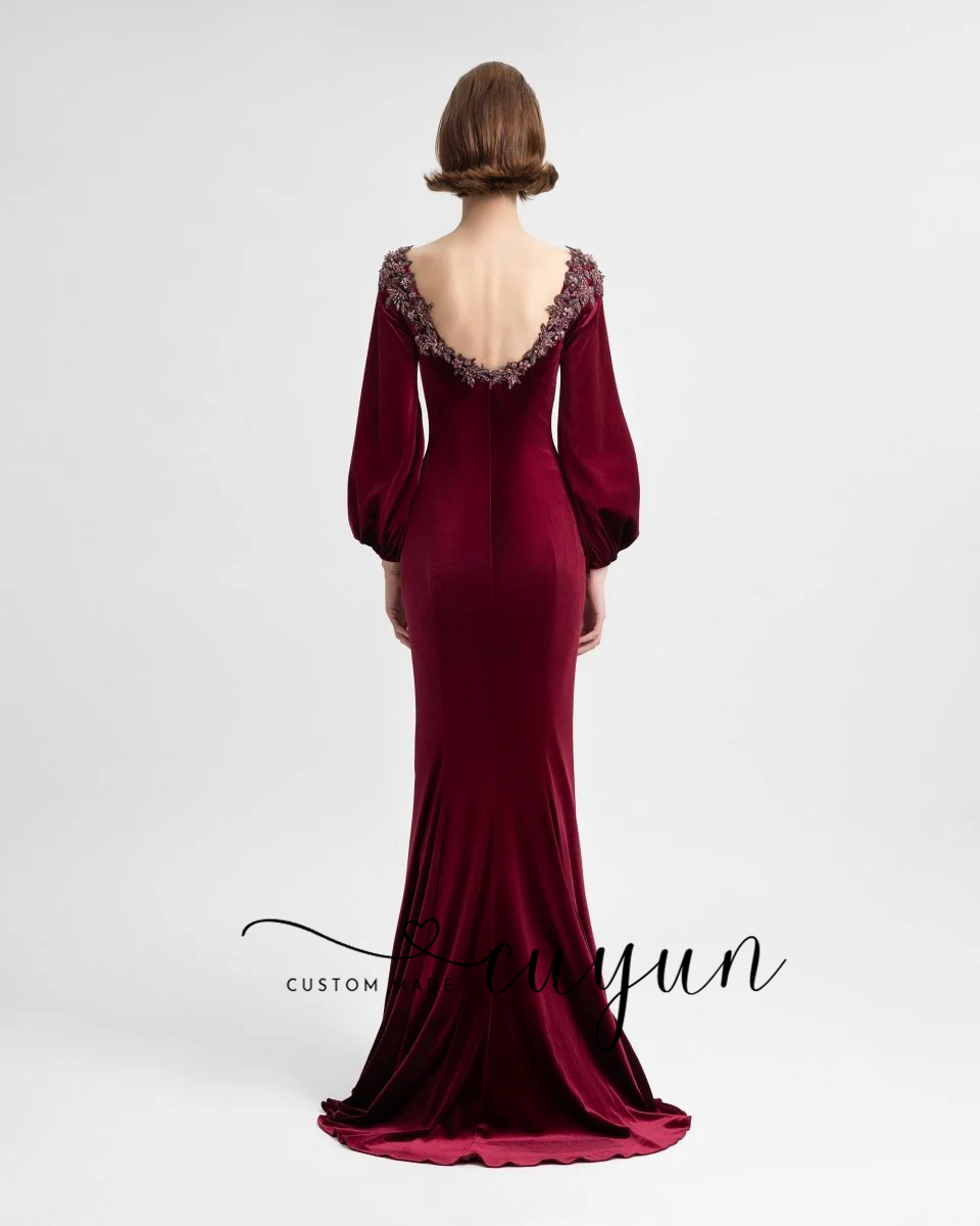 CUYUN 맞춤형 세미-머메이드 버건디 이브닝 가운 벨 - Women'S Semi Formal Evening Wear 리뷰 및 가격