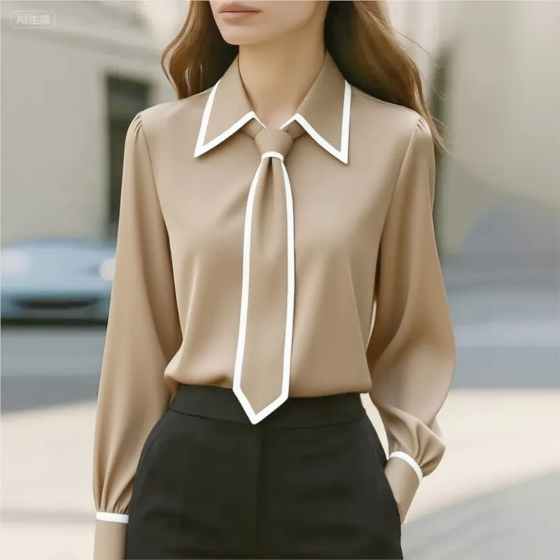 여성 블라우스 패션 셔츠 포멀 보타이 긴소매 배색 트림 - Women'S Formal Wear Suit 리뷰 및 가격