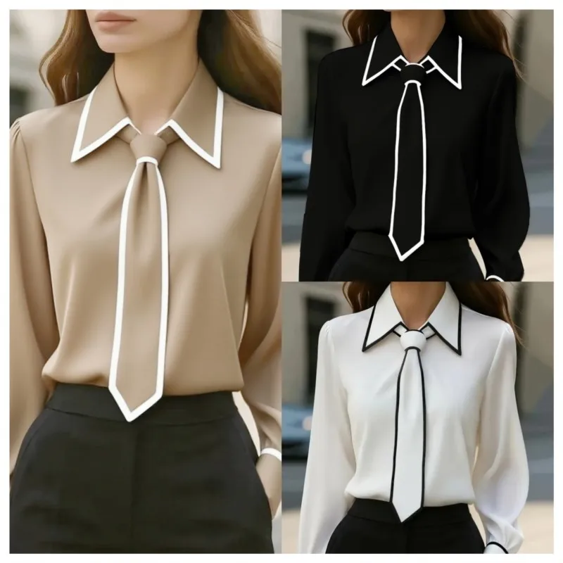 여성 블라우스 패션 셔츠 포멀 보타이 긴소매 배색 트림 - Women'S Formal Wear Suit 리뷰 및 가격