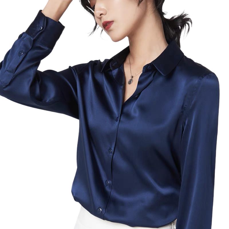우아한 새틴 긴팔 블라우스 여성 2025 빈티지 버건디 - Silk Blouse Button 리뷰 및 가격