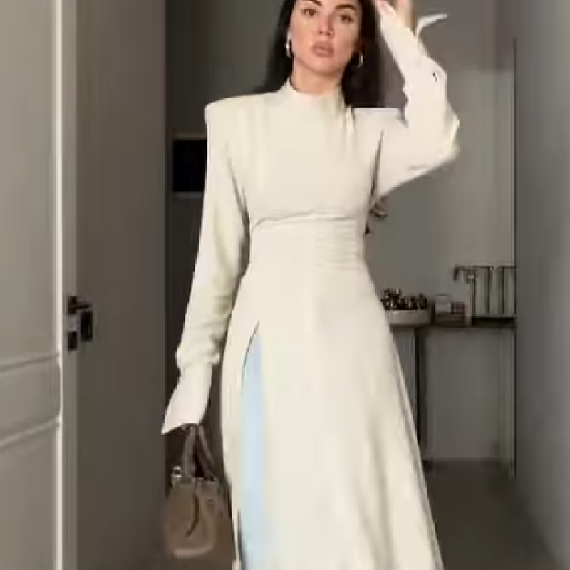 여성 우아한 하이넥 긴팔 맥시 드레스 섹시한 허리 슬리 - Women'S Formal Evening Wear Tops 리뷰 및 가격