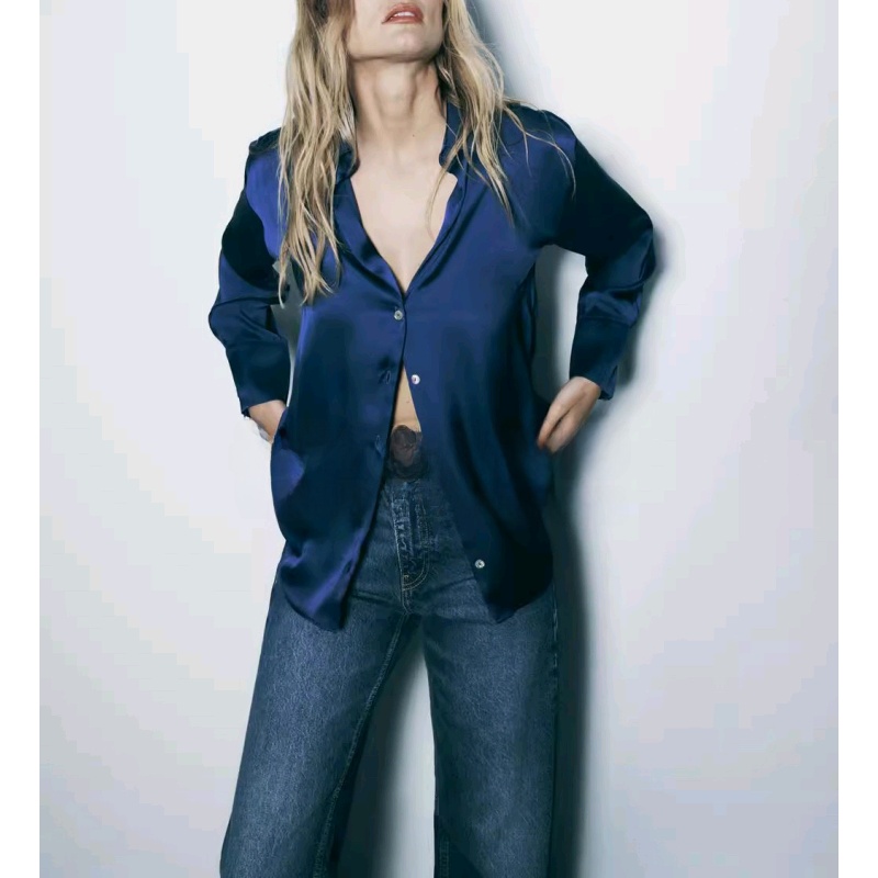 클래식 실크 새틴 느낌 셔츠 신상 봄 컬렉션 긴팔 폴리 - Silk Blouse Button 리뷰 및 가격