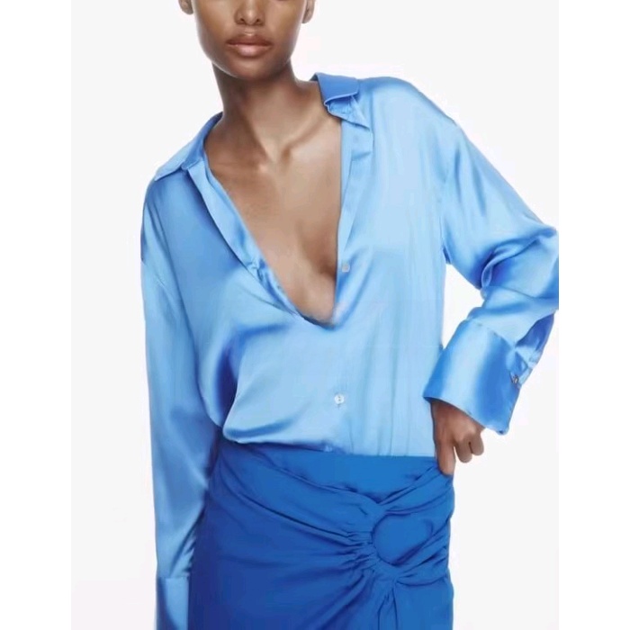클래식 실크 새틴 느낌 셔츠 신상 봄 컬렉션 긴팔 폴리 - Silk Blouse Button 리뷰 및 가격