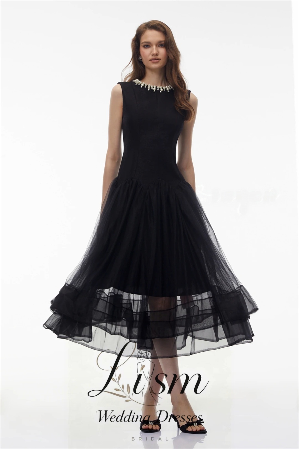 리즘 화려한 블랙 프롬 드레스 진주 칼라 민소매 파티  - Women Formal Wear Black 리뷰 및 가격