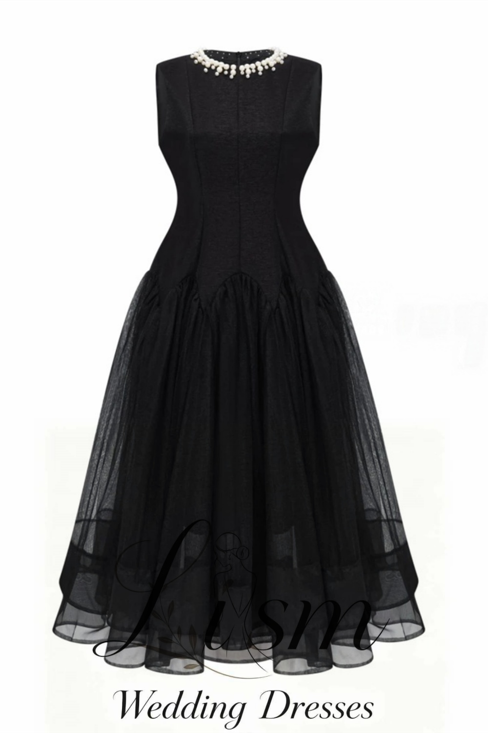 리즘 화려한 블랙 프롬 드레스 진주 칼라 민소매 파티  - Women Formal Wear Black 리뷰 및 가격