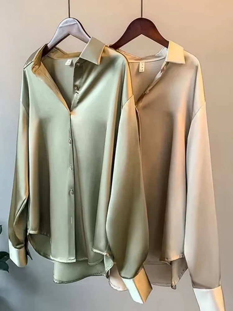 2026 우아한 새틴 루즈핏 여성 셔츠 봄 턴다운 칼라 - Silk Blouse Button 리뷰 및 가격