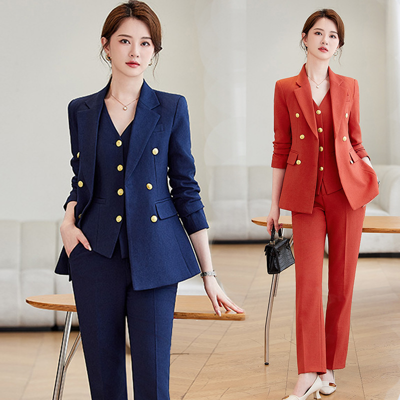 여성용 네이비 블루 정장 세트, 봄, 가을 전문 정장, - High End Women'S Formal Wear 리뷰 및 가격
