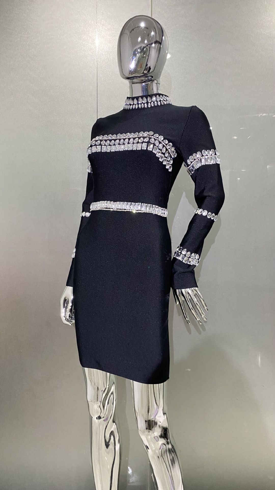 슈퍼 플래시 라인스톤 세미 터틀넥 블랙 드레스 샤오샹펑 - Women'S Semi Formal Evening Wear 리뷰 및 가격