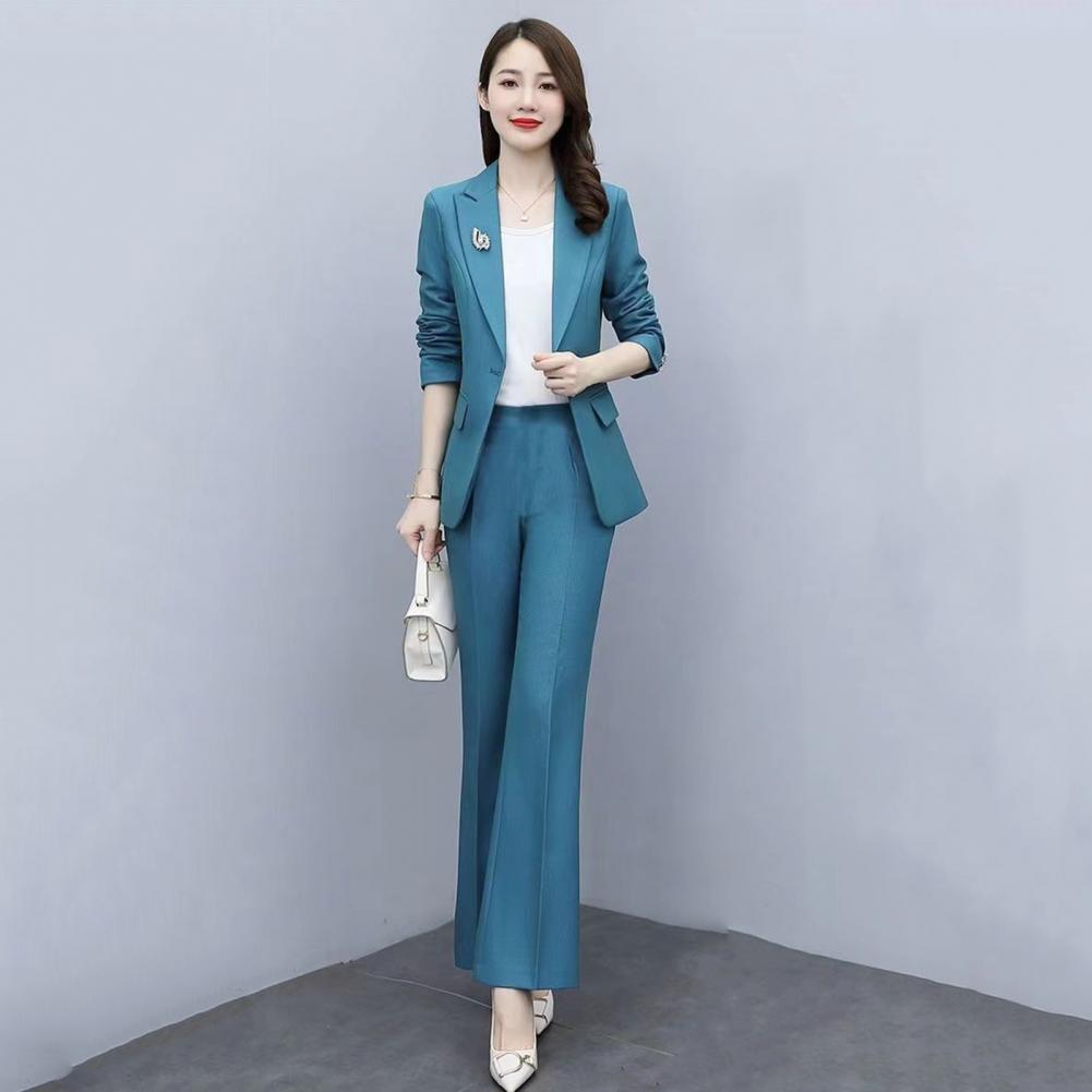 2피스/세트 여성 정장 코트 팬츠 세트 턴다운 칼라 긴 - Women'S Formal Wear Suit 리뷰 및 가격