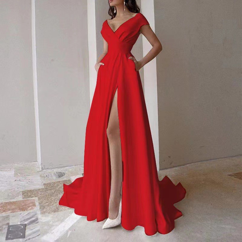 새로운 우아한 플로어 기장 여성 드레스 섹시한 슬릿 미 - Women Formal Wear Black 리뷰 및 가격